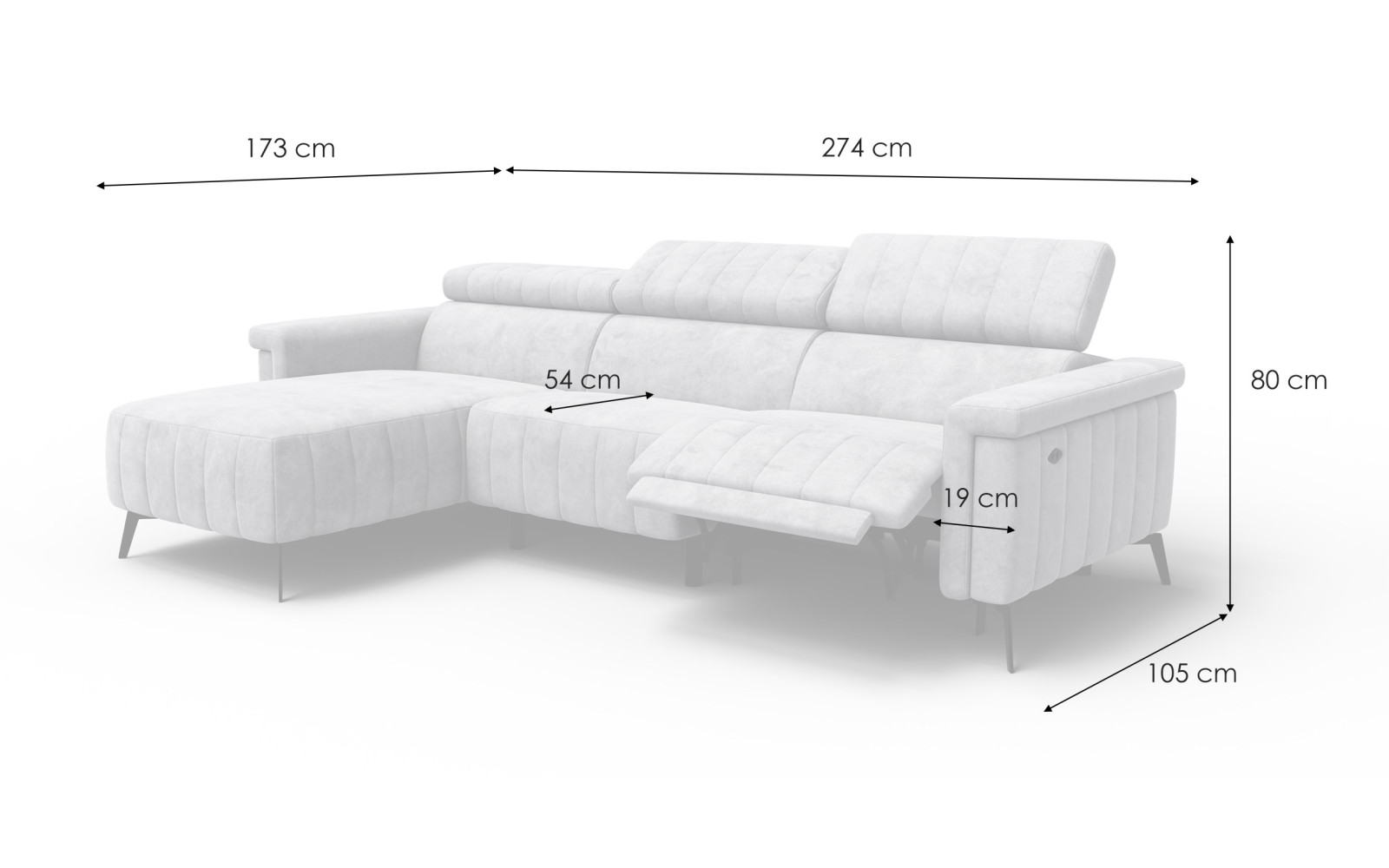 Ecksofa 4-Sitzer NORDEL, grau