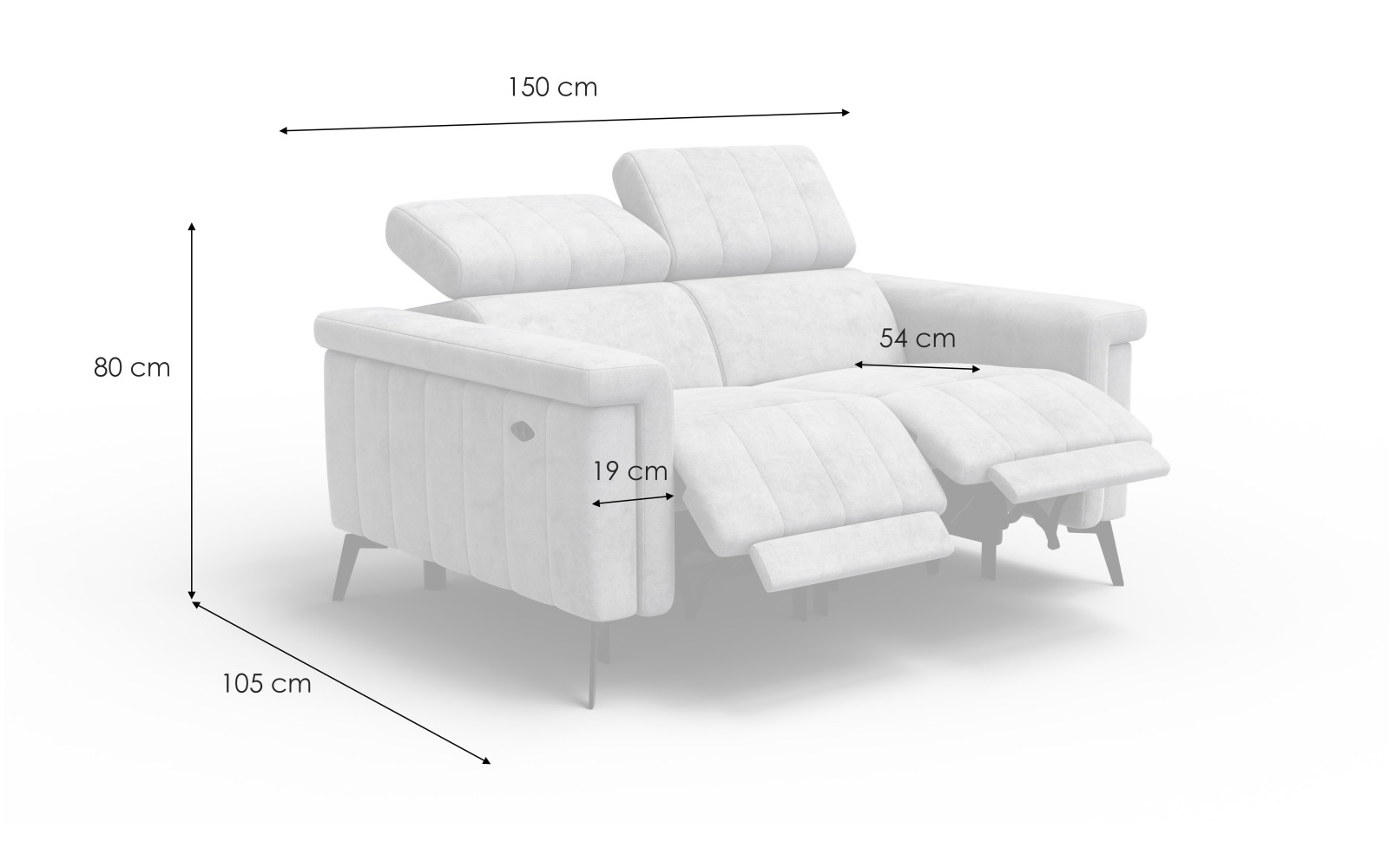 Relaxsofa 2-Sitzer NORDEL, grau