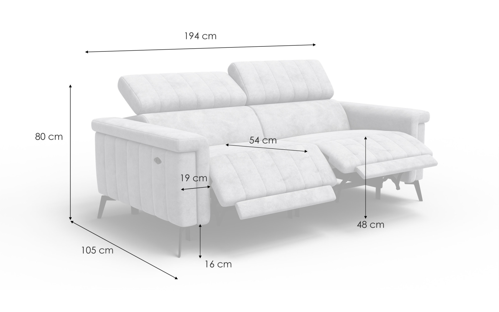 Relaxsofa 3-Sitzer NORDEL, senfgelb