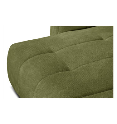 KIMI 3-Sitzer Ecksofa links, ausziehbarer Sitz, verstellbare Kopfstützen, olivgrün