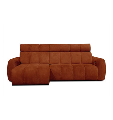 KIMI 3-Sitzer Ecksofa links, ausziehbarer Sitz, verstellbare Kopfstützen, rot