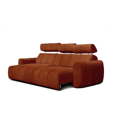 KIMI 3-Sitzer Ecksofa links, ausziehbarer Sitz, verstellbare Kopfstützen, rot