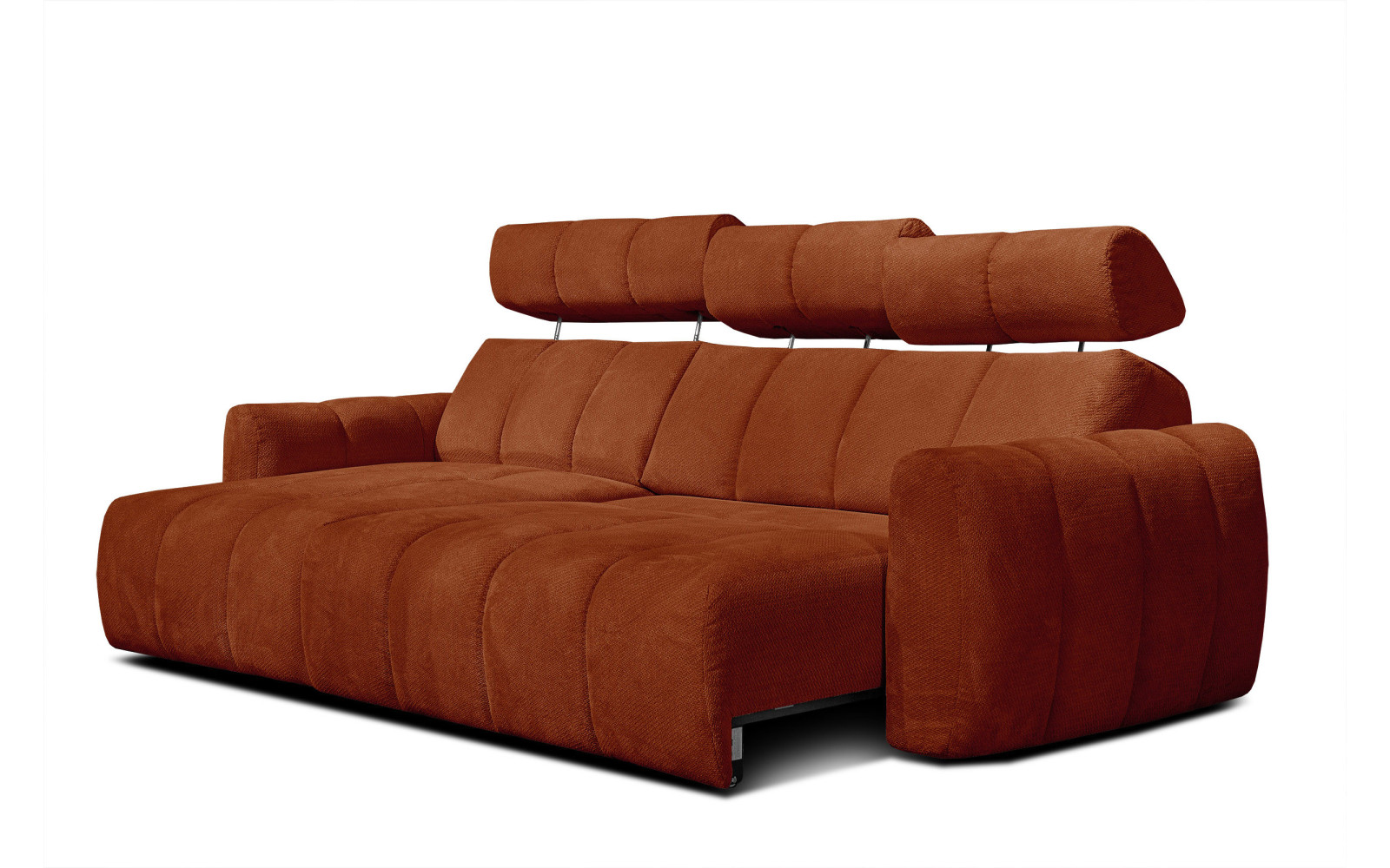 KIMI 3-Sitzer Ecksofa links, ausziehbarer Sitz, verstellbare Kopfstützen, rot