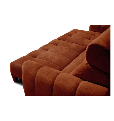 KIMI 3-Sitzer Ecksofa links, ausziehbarer Sitz, verstellbare Kopfstützen, rot