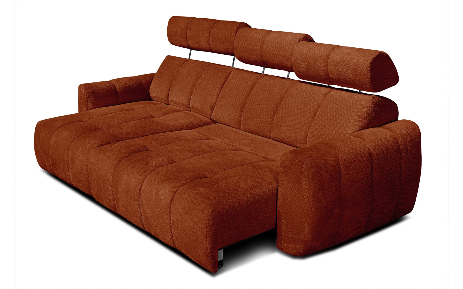 KIMI 3-Sitzer Ecksofa links, ausziehbarer Sitz, verstellbare Kopfstützen, rot