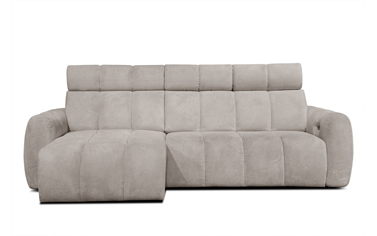 KIMI 3-Sitzer Ecksofa links, ausziehbarer Sitz, verstellbare Kopfstützen, beige