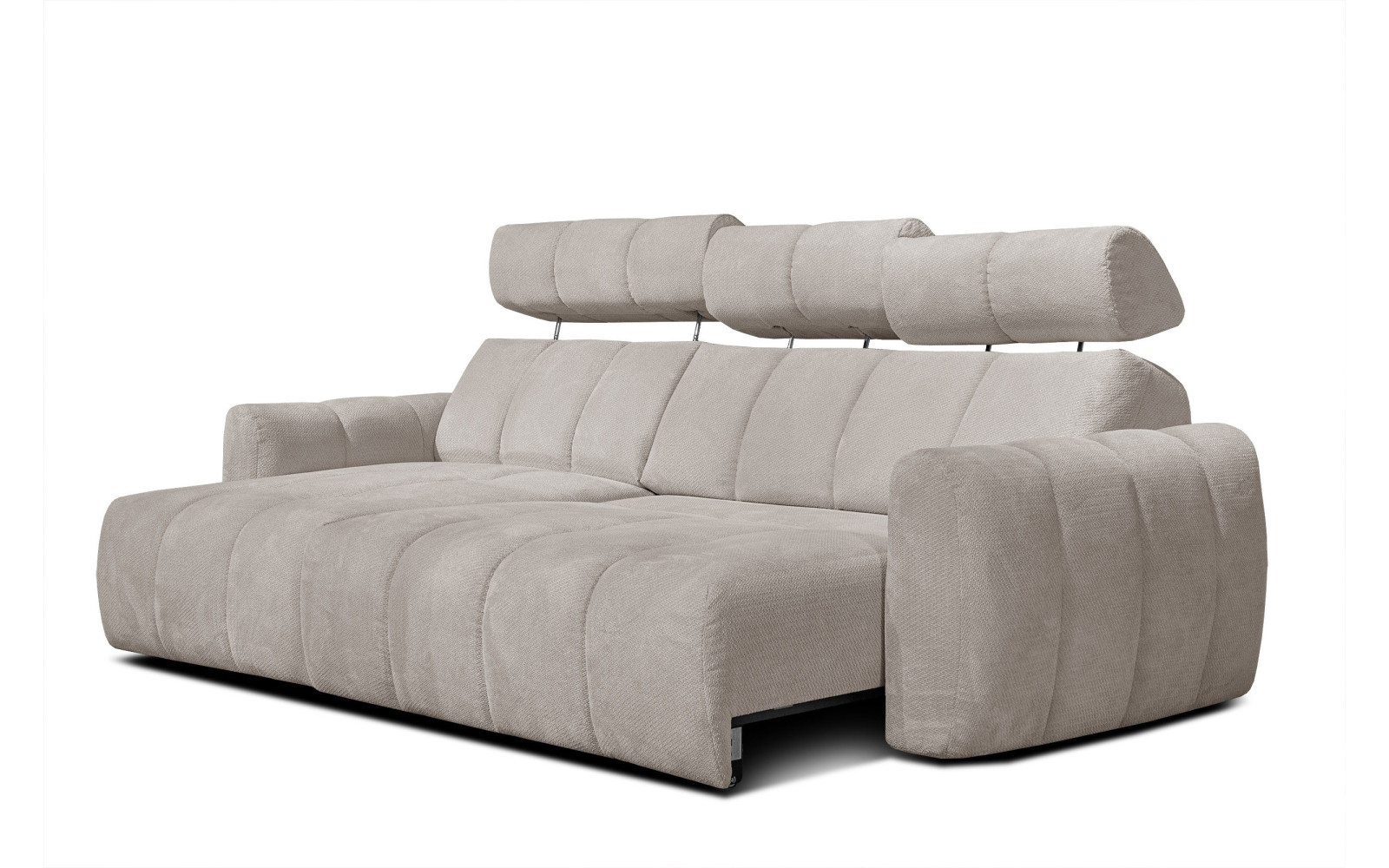 KIMI 3-Sitzer Ecksofa links, ausziehbarer Sitz, verstellbare Kopfstützen, beige