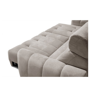 KIMI 3-Sitzer Ecksofa links, ausziehbarer Sitz, verstellbare Kopfstützen, beige