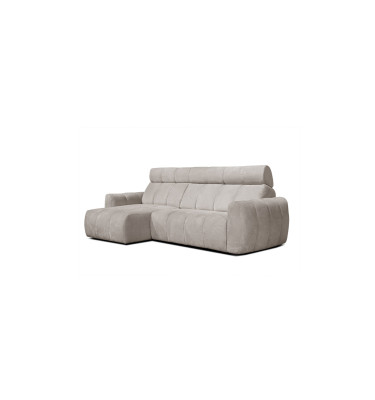 KIMI 3-Sitzer Ecksofa links, ausziehbarer Sitz, verstellbare Kopfstützen, beige