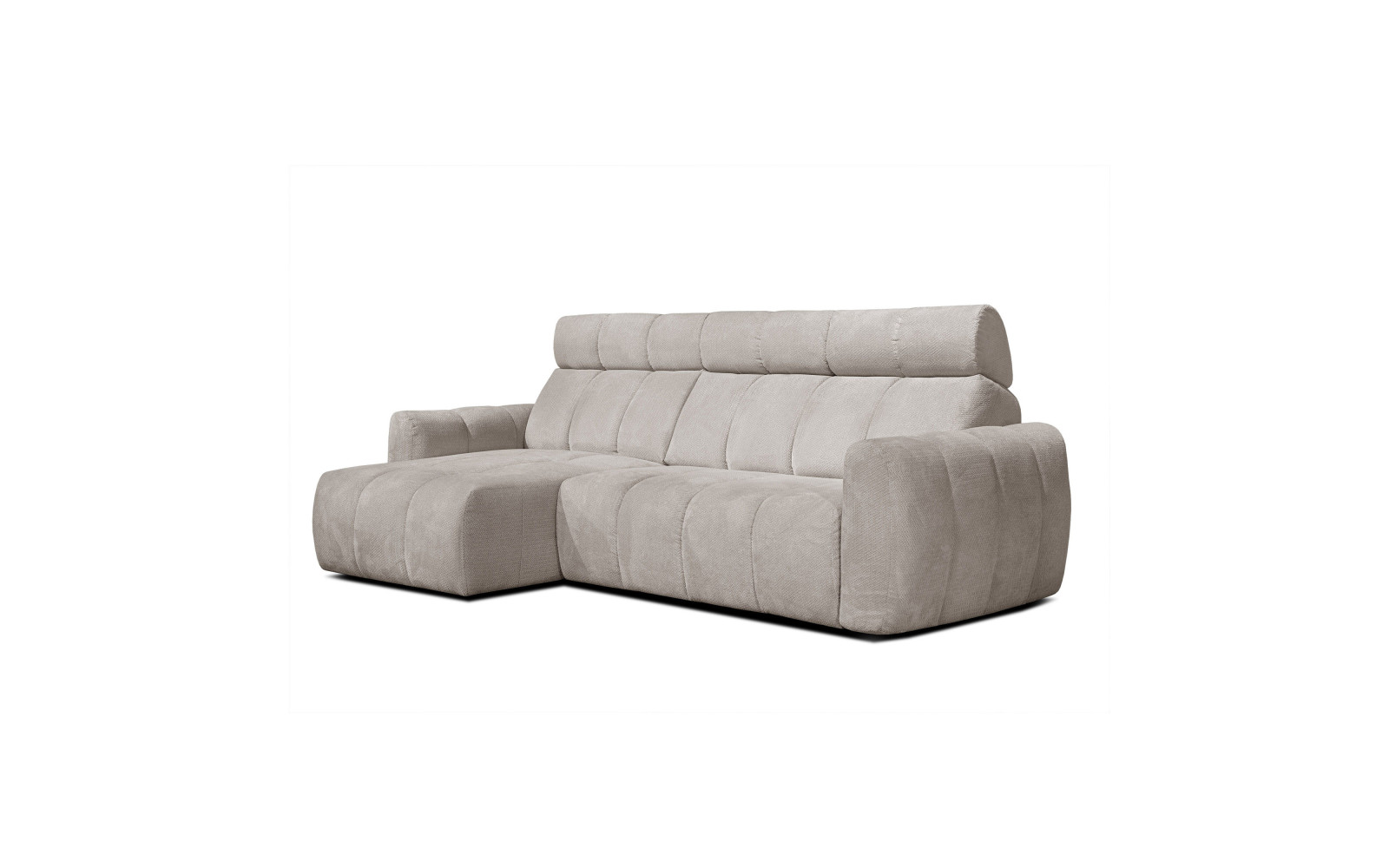 KIMI 3-Sitzer Ecksofa links, ausziehbarer Sitz, verstellbare Kopfstützen, beige