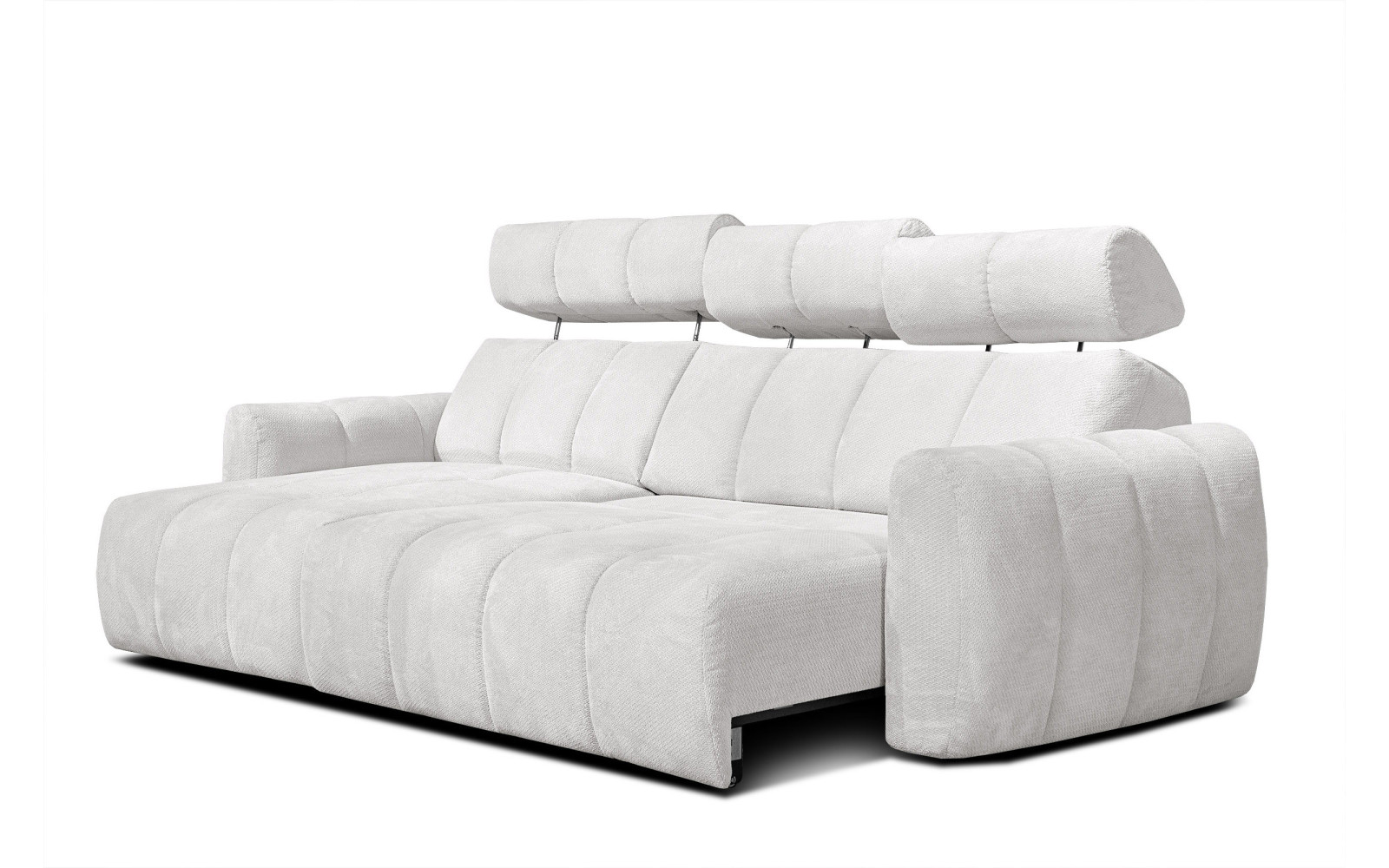 KIMI 3-Sitzer Ecksofa links, ausziehbarer Sitz, verstellbare Kopfstützen, creme