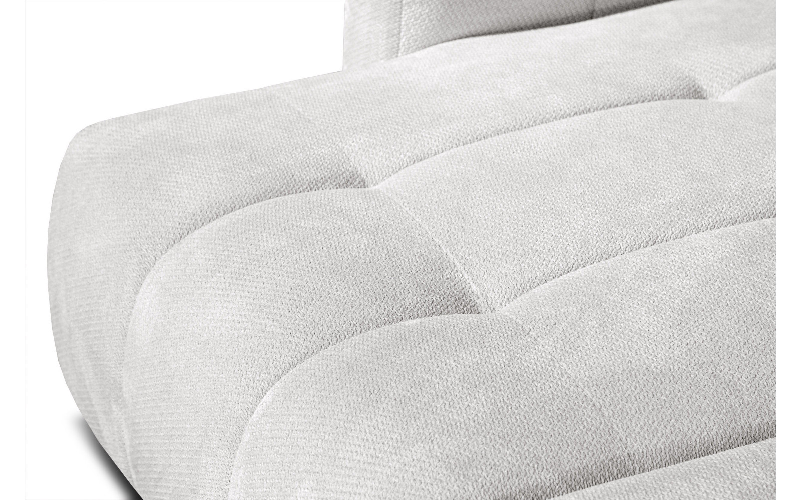 KIMI 3-Sitzer Ecksofa links, ausziehbarer Sitz, verstellbare Kopfstützen, creme