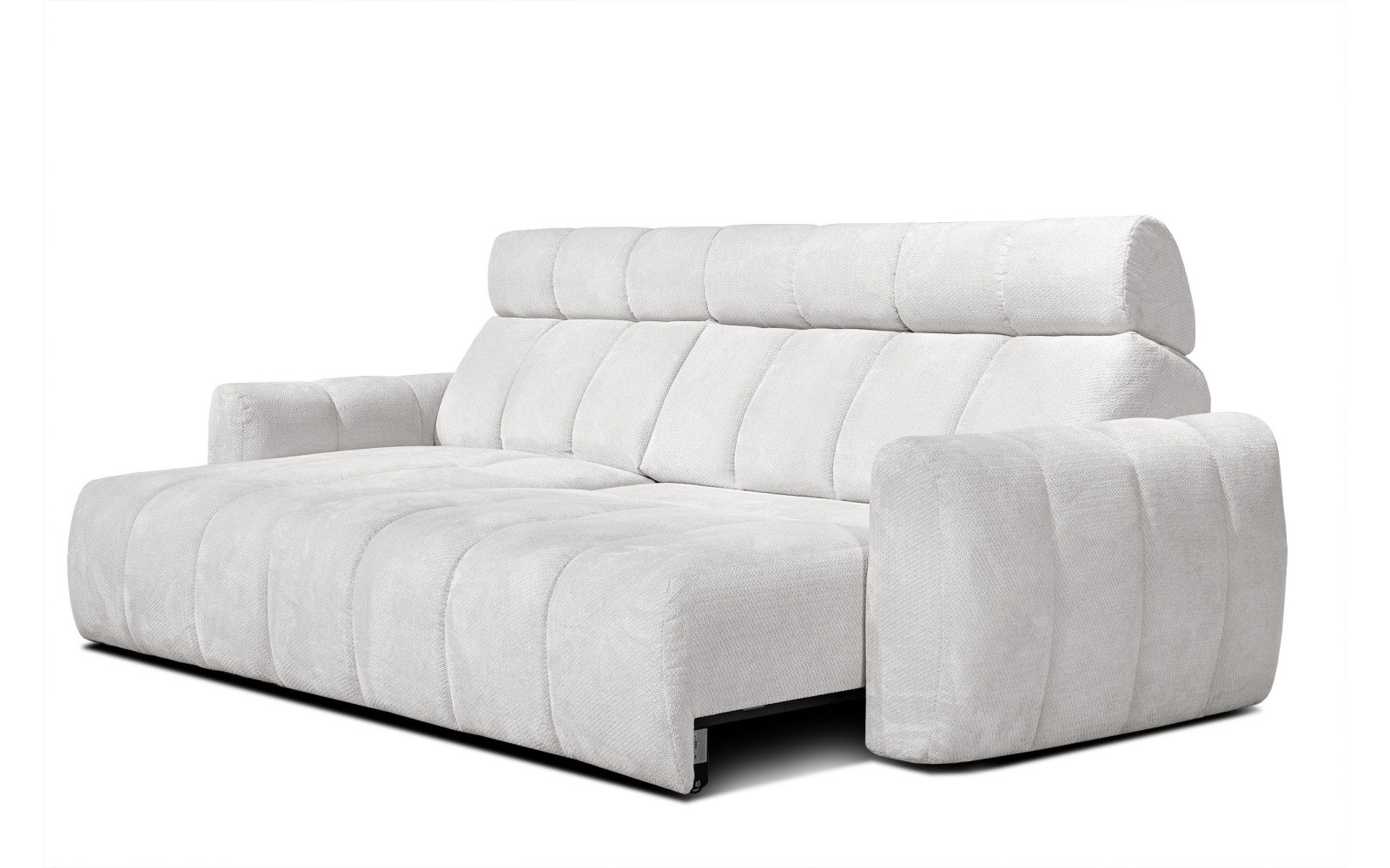 KIMI 3-Sitzer Ecksofa links, ausziehbarer Sitz, verstellbare Kopfstützen, creme