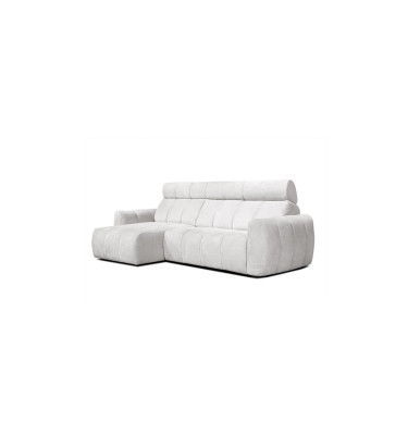 KIMI 3-Sitzer Ecksofa links, ausziehbarer Sitz, verstellbare Kopfstützen, creme
