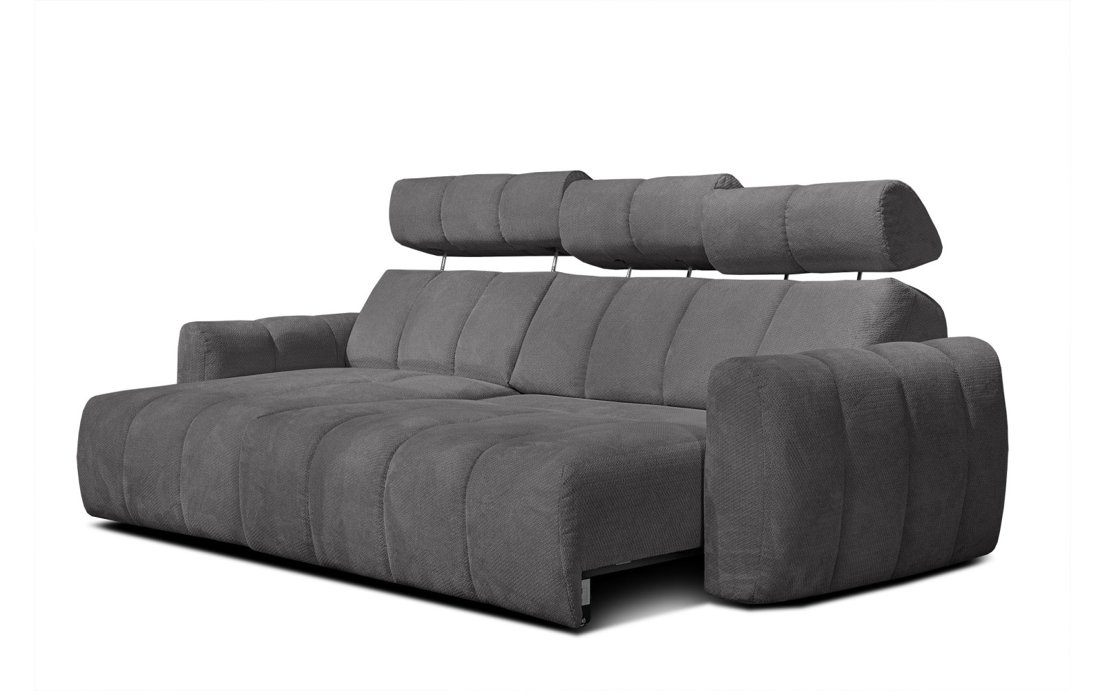 KIMI 3-Sitzer Ecksofa links, ausziehbarer Sitz, verstellbare Kopfstützen, dunkelgrau