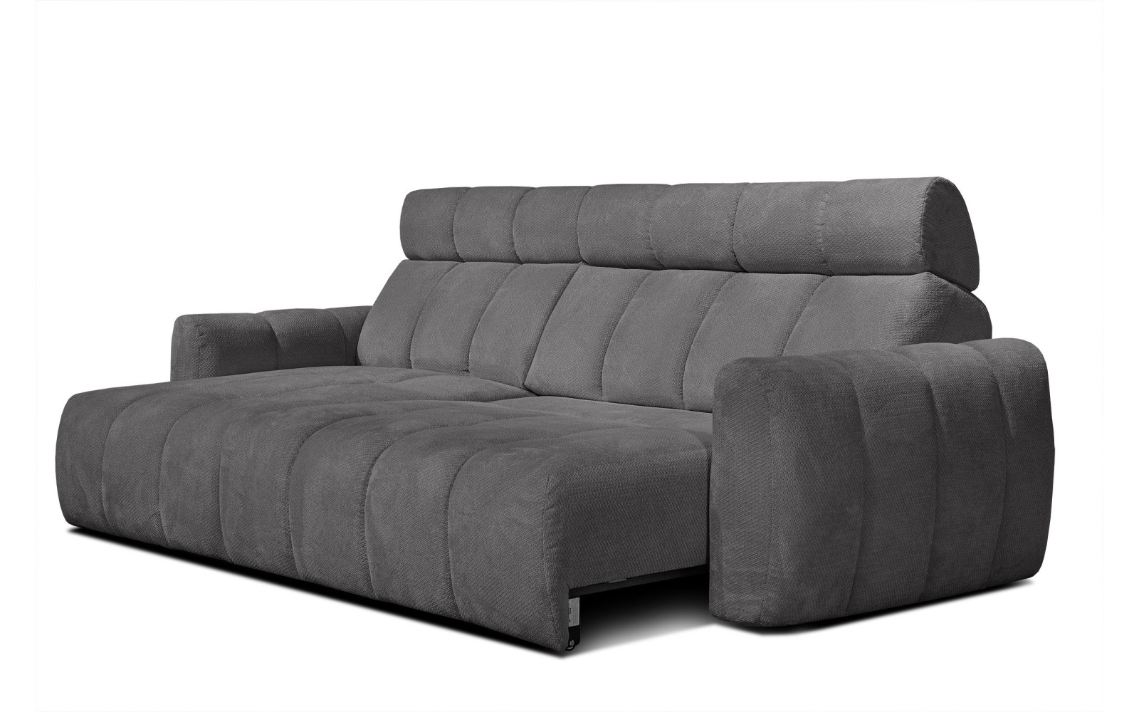 KIMI 3-Sitzer Ecksofa links, ausziehbarer Sitz, verstellbare Kopfstützen, dunkelgrau