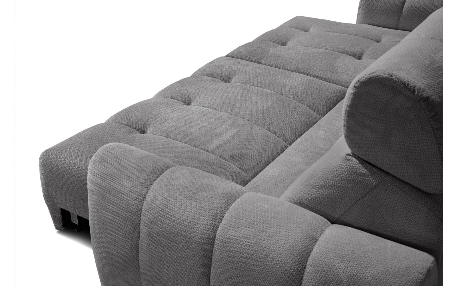 KIMI 3-Sitzer Ecksofa links, ausziehbarer Sitz, verstellbare Kopfstützen, grau