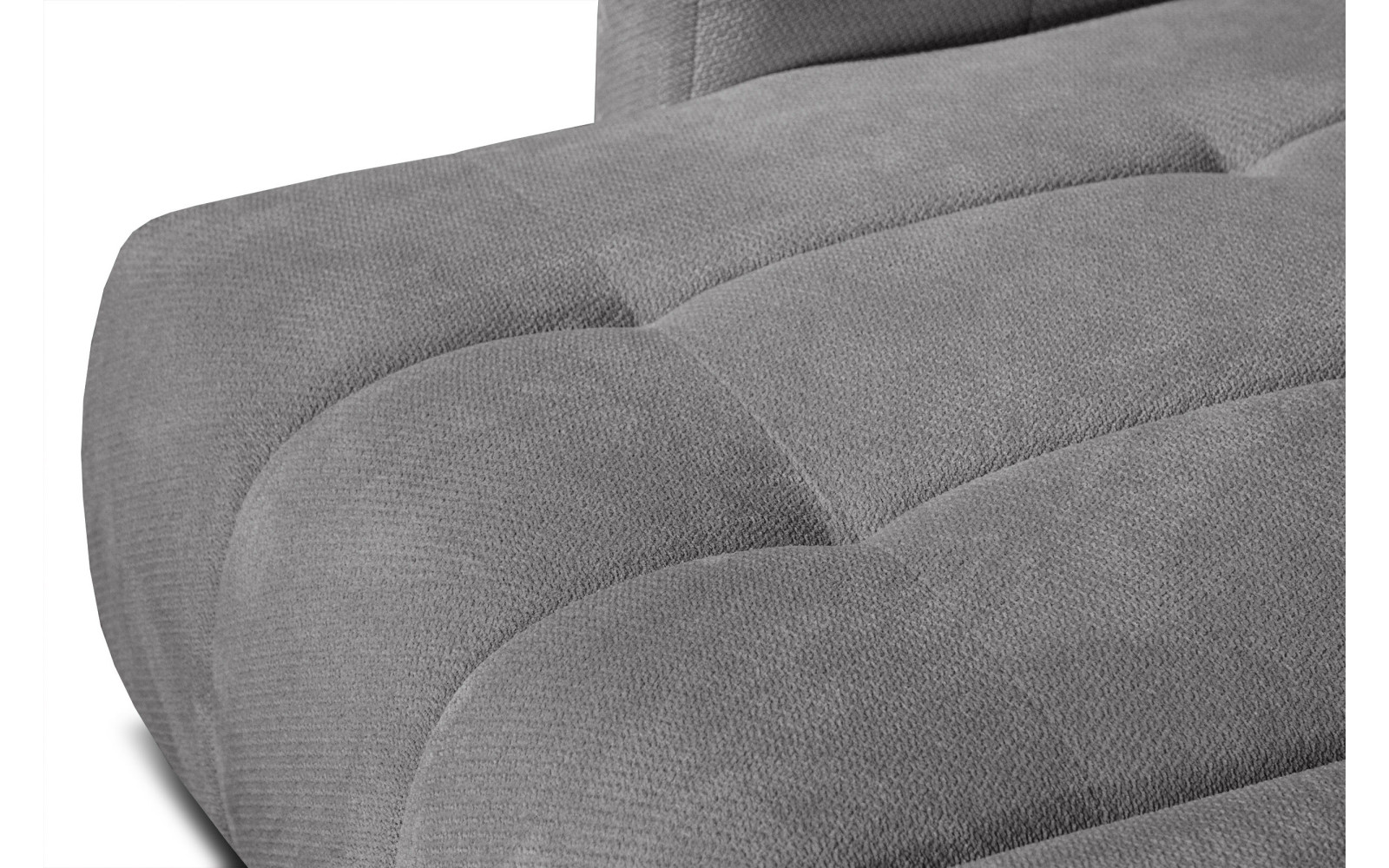 KIMI 3-Sitzer Ecksofa links, ausziehbarer Sitz, verstellbare Kopfstützen, grau