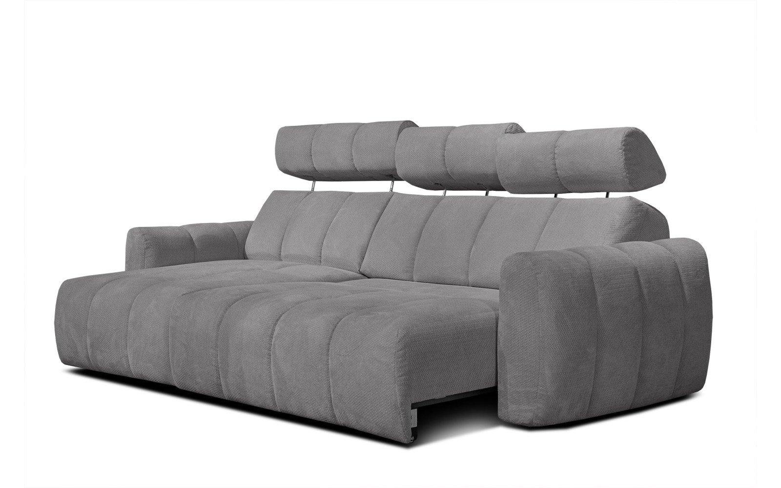 KIMI 3-Sitzer Ecksofa links, ausziehbarer Sitz, verstellbare Kopfstützen, grau