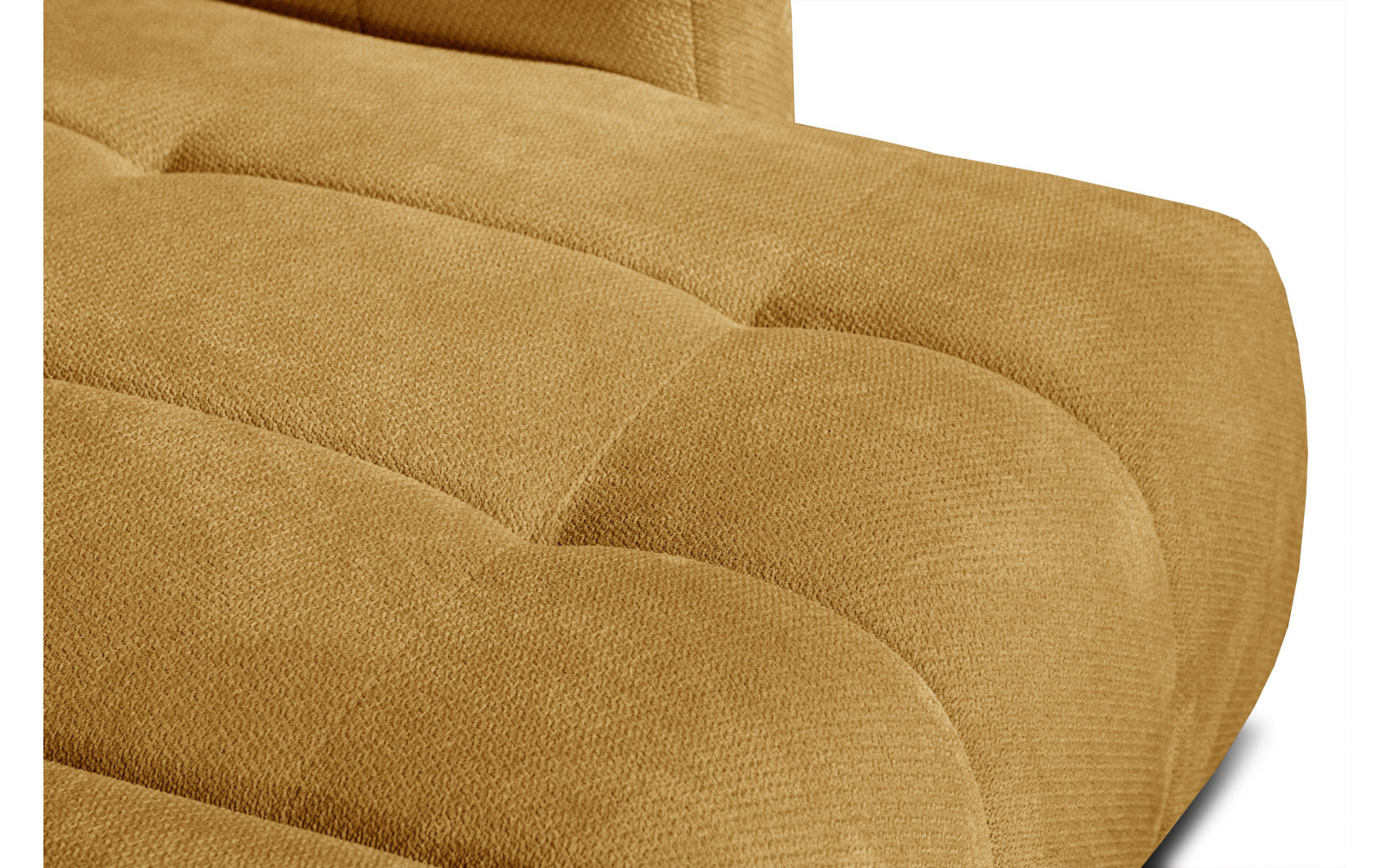 KIMI 3-Sitzer Ecksofa rechts, ausziehbarer Sitz, verstellbare Kopfstützen, gelber Senf