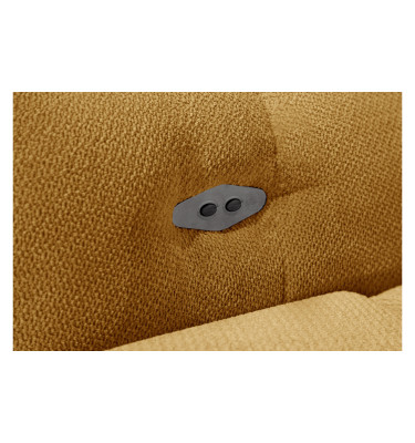 KIMI 3-Sitzer Ecksofa rechts, ausziehbarer Sitz, verstellbare Kopfstützen, gelber Senf