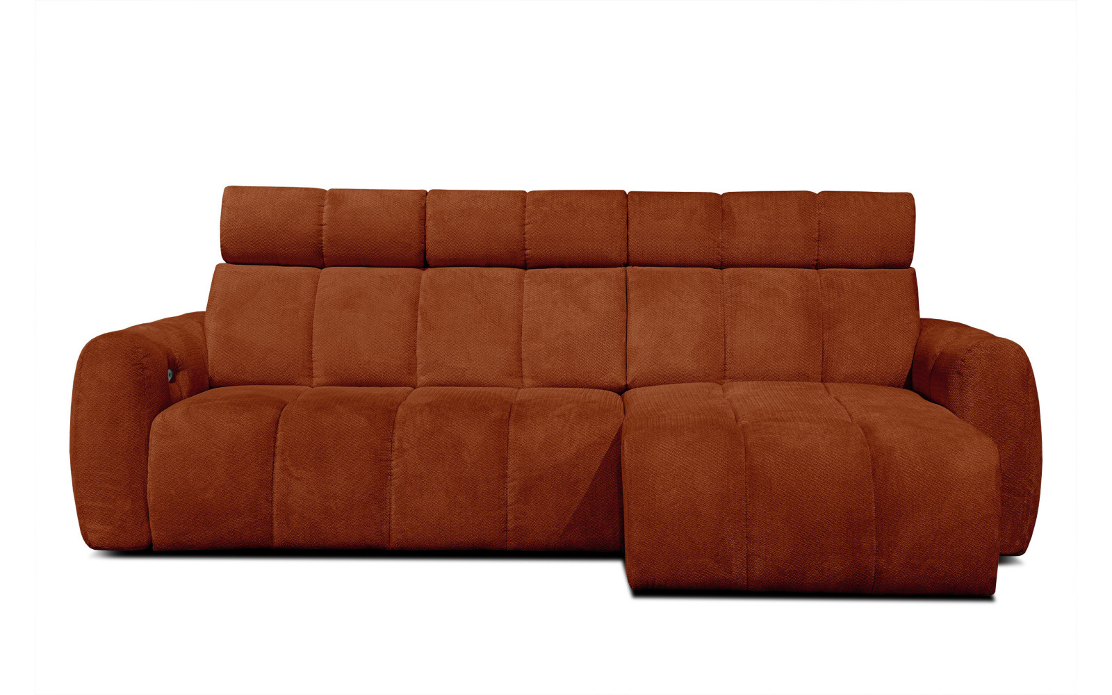 KIMI 3-Sitzer Ecksofa rechts, ausziehbarer Sitz, verstellbare Kopfstützen, rot