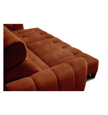 KIMI 3-Sitzer Ecksofa rechts, ausziehbarer Sitz, verstellbare Kopfstützen, rot