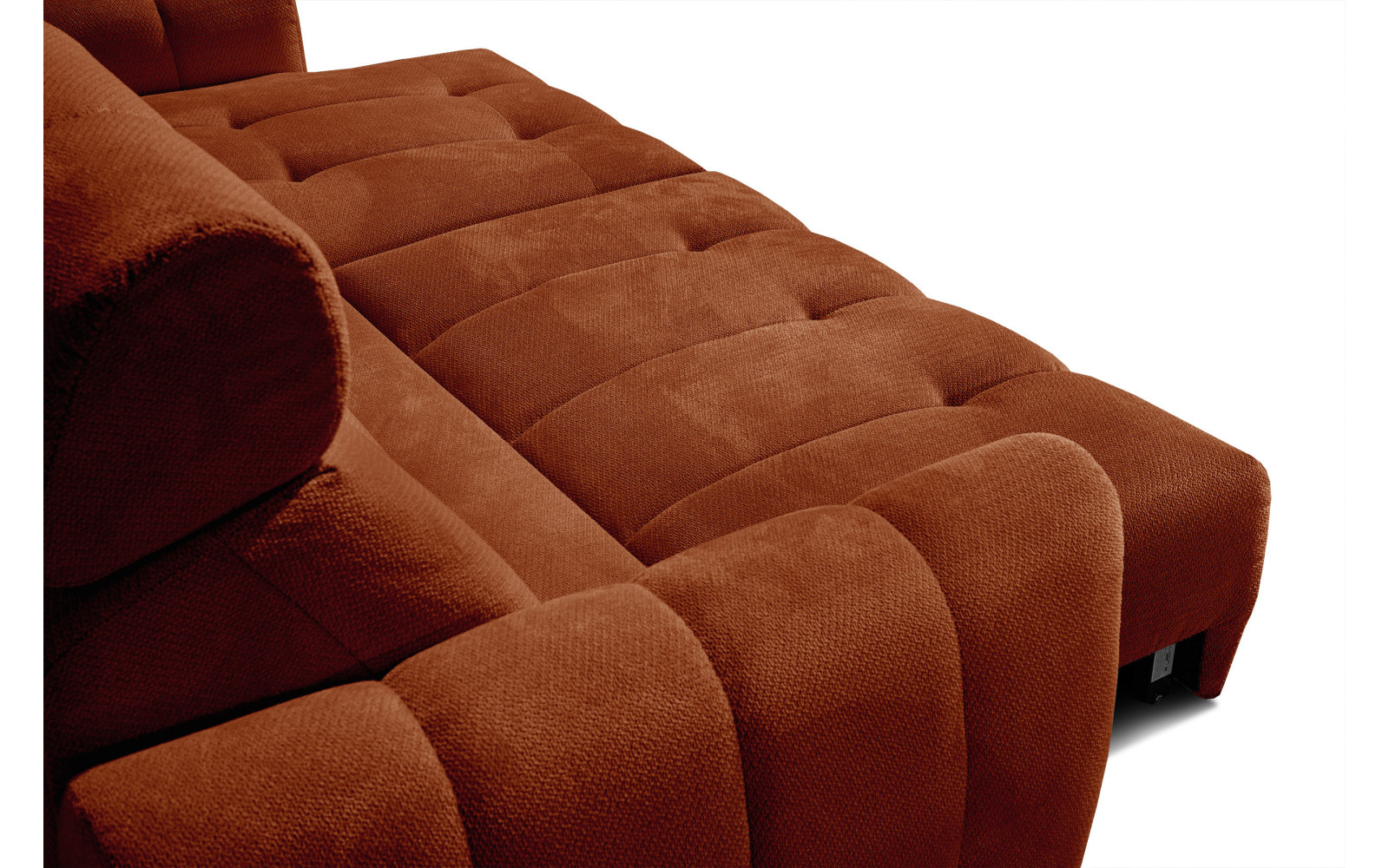 KIMI 3-Sitzer Ecksofa rechts, ausziehbarer Sitz, verstellbare Kopfstützen, rot