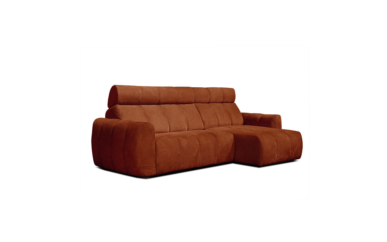 KIMI 3-Sitzer Ecksofa rechts, ausziehbarer Sitz, verstellbare Kopfstützen, rot