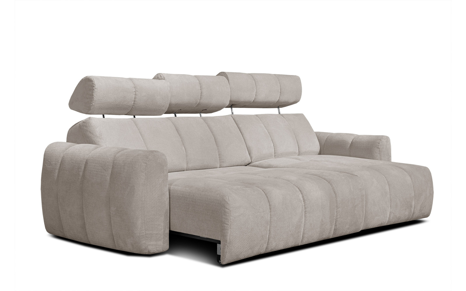 KIMI 3-Sitzer Ecksofa rechts, ausziehbarer Sitz, verstellbare Kopfstützen, beige