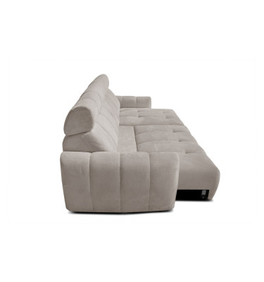 KIMI 3-Sitzer Ecksofa rechts, ausziehbarer Sitz, verstellbare Kopfstützen, beige