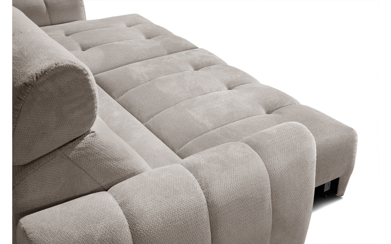 KIMI 3-Sitzer Ecksofa rechts, ausziehbarer Sitz, verstellbare Kopfstützen, beige