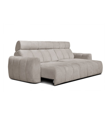 KIMI 3-Sitzer Ecksofa rechts, ausziehbarer Sitz, verstellbare Kopfstützen, beige