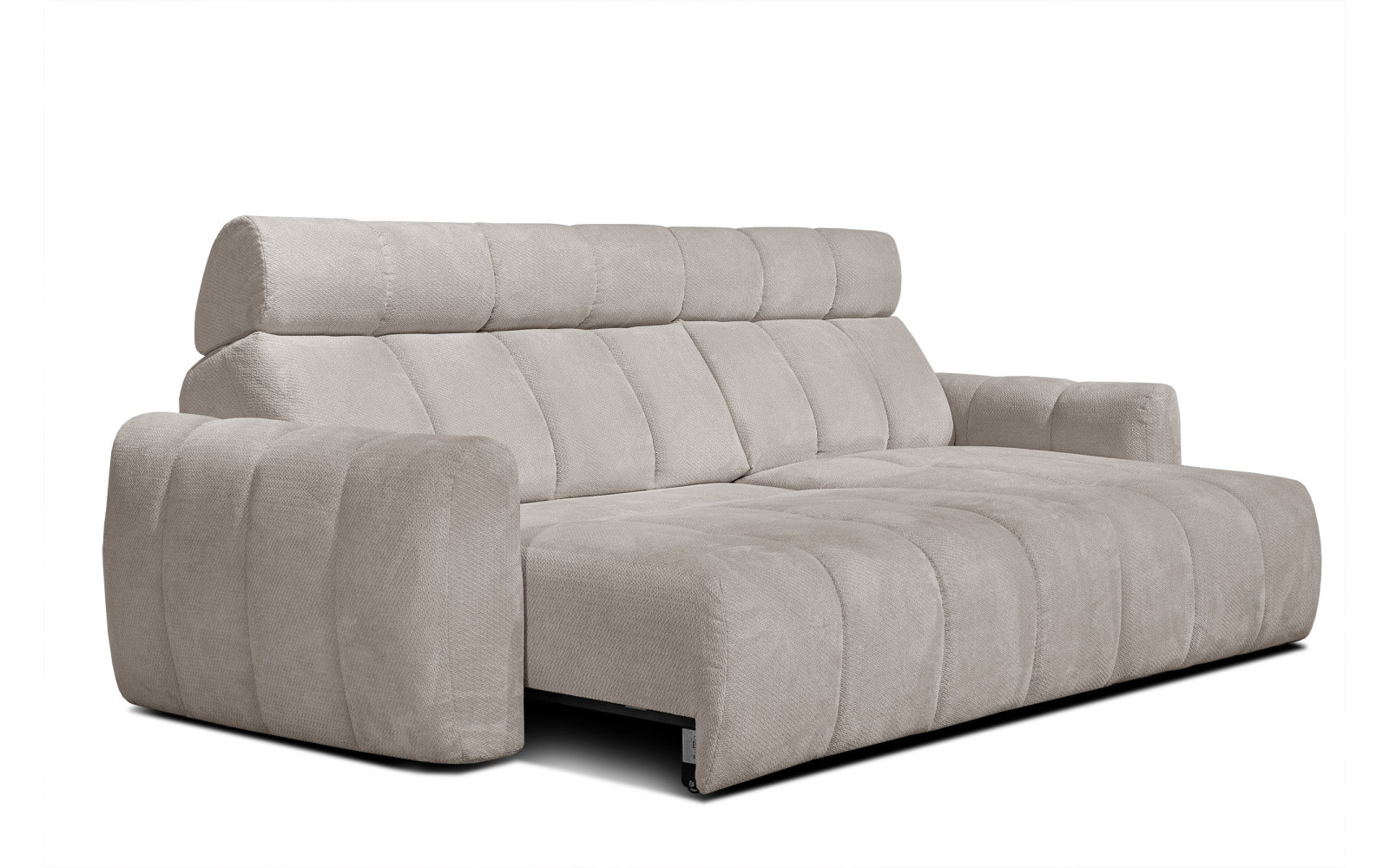 KIMI 3-Sitzer Ecksofa rechts, ausziehbarer Sitz, verstellbare Kopfstützen, beige