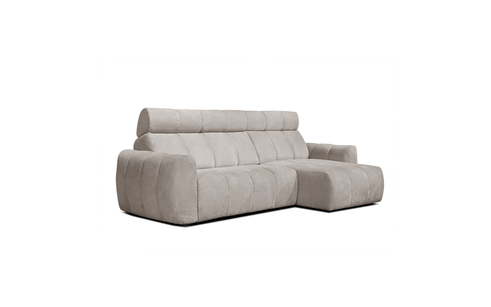 KIMI 3-Sitzer Ecksofa rechts, ausziehbarer Sitz, verstellbare Kopfstützen, beige