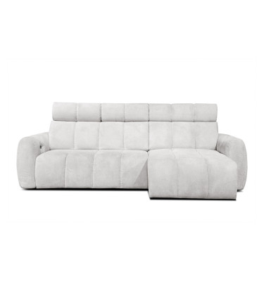 KIMI 3-Sitzer Ecksofa rechts, ausziehbarer Sitz, verstellbare Kopfstützen, creme
