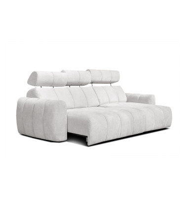 KIMI 3-Sitzer Ecksofa rechts, ausziehbarer Sitz, verstellbare Kopfstützen, creme