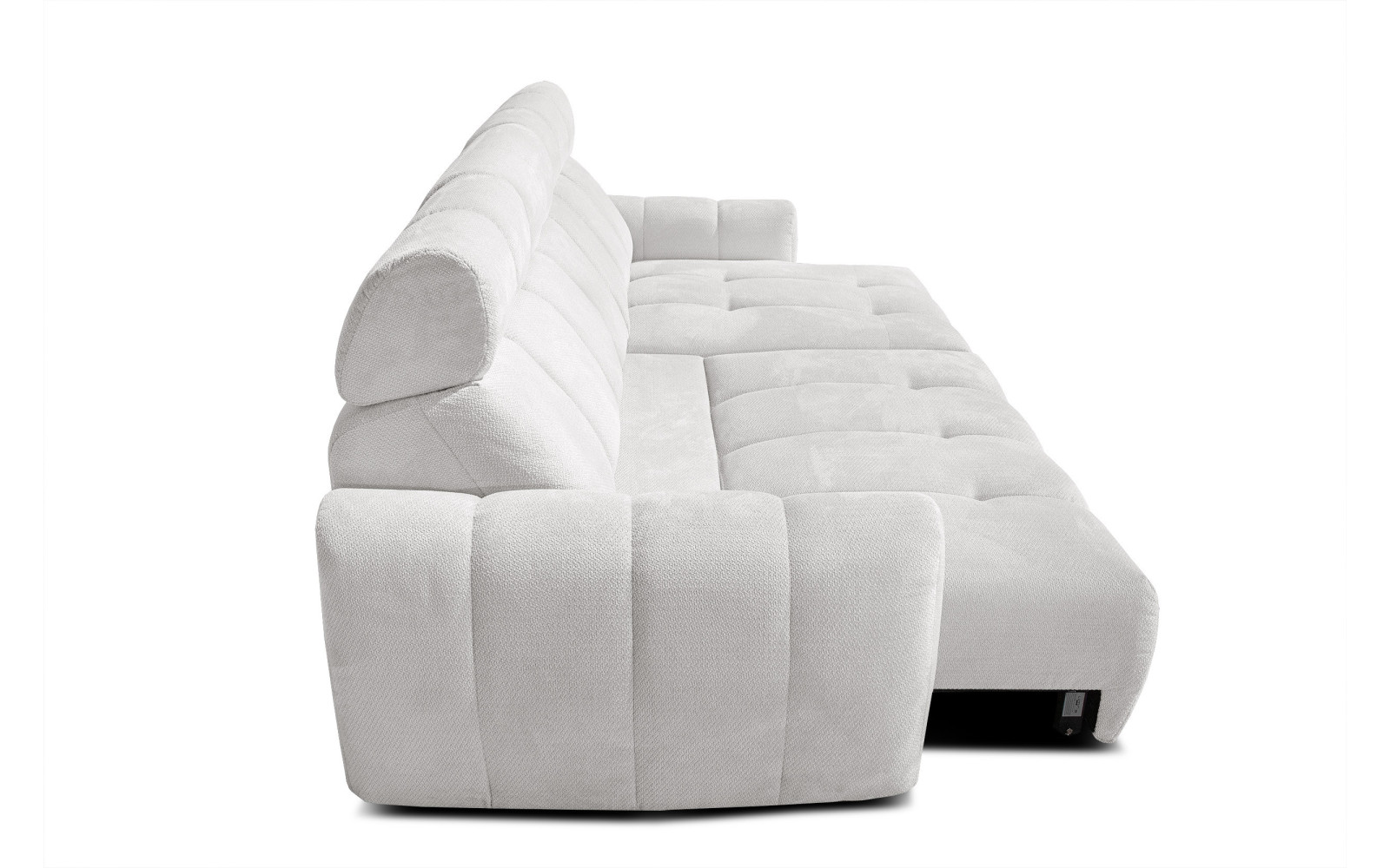 KIMI 3-Sitzer Ecksofa rechts, ausziehbarer Sitz, verstellbare Kopfstützen, creme