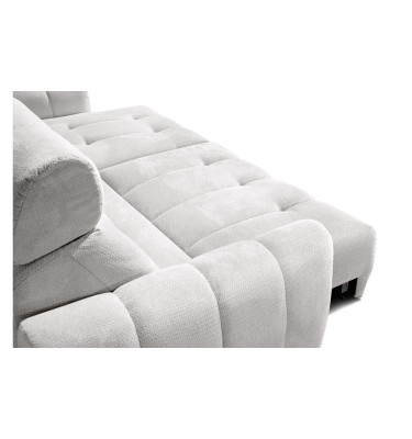 KIMI 3-Sitzer Ecksofa rechts, ausziehbarer Sitz, verstellbare Kopfstützen, creme