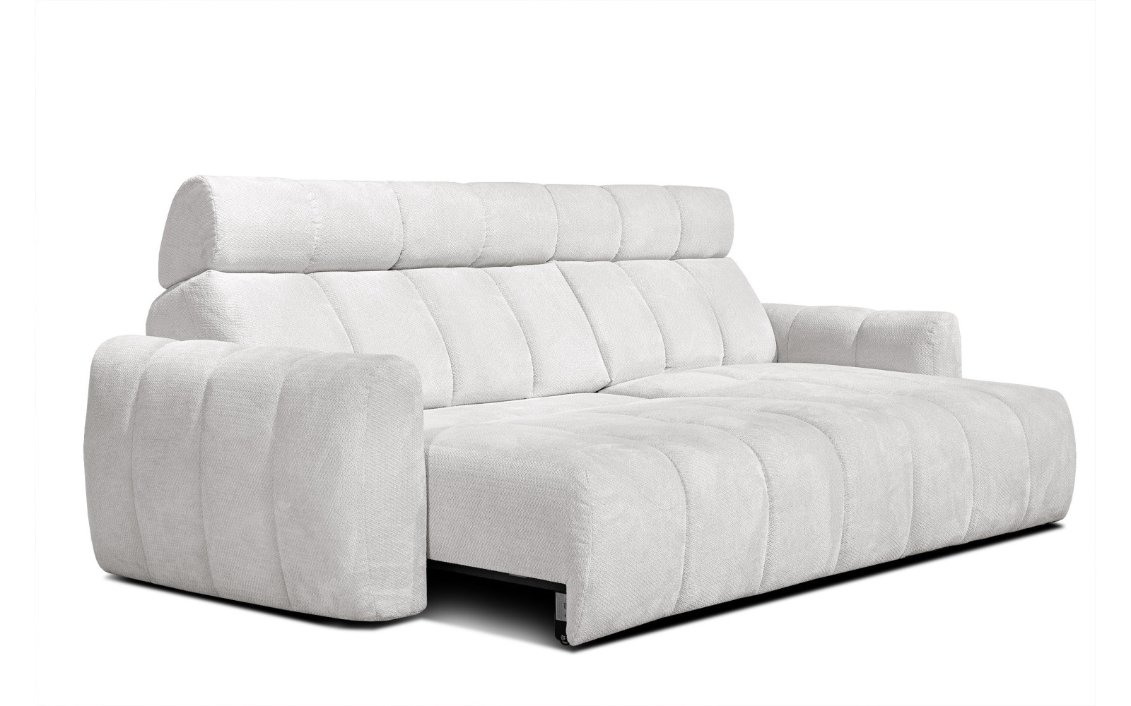 KIMI 3-Sitzer Ecksofa rechts, ausziehbarer Sitz, verstellbare Kopfstützen, creme