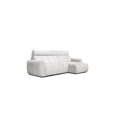KIMI 3-Sitzer Ecksofa rechts, ausziehbarer Sitz, verstellbare Kopfstützen, creme