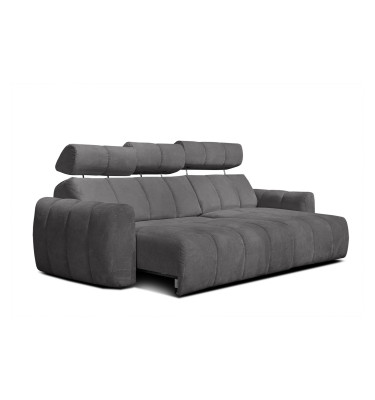 KIMI 3-Sitzer Ecksofa rechts, ausziehbarer Sitz, verstellbare Kopfstützen, dunkelgrau