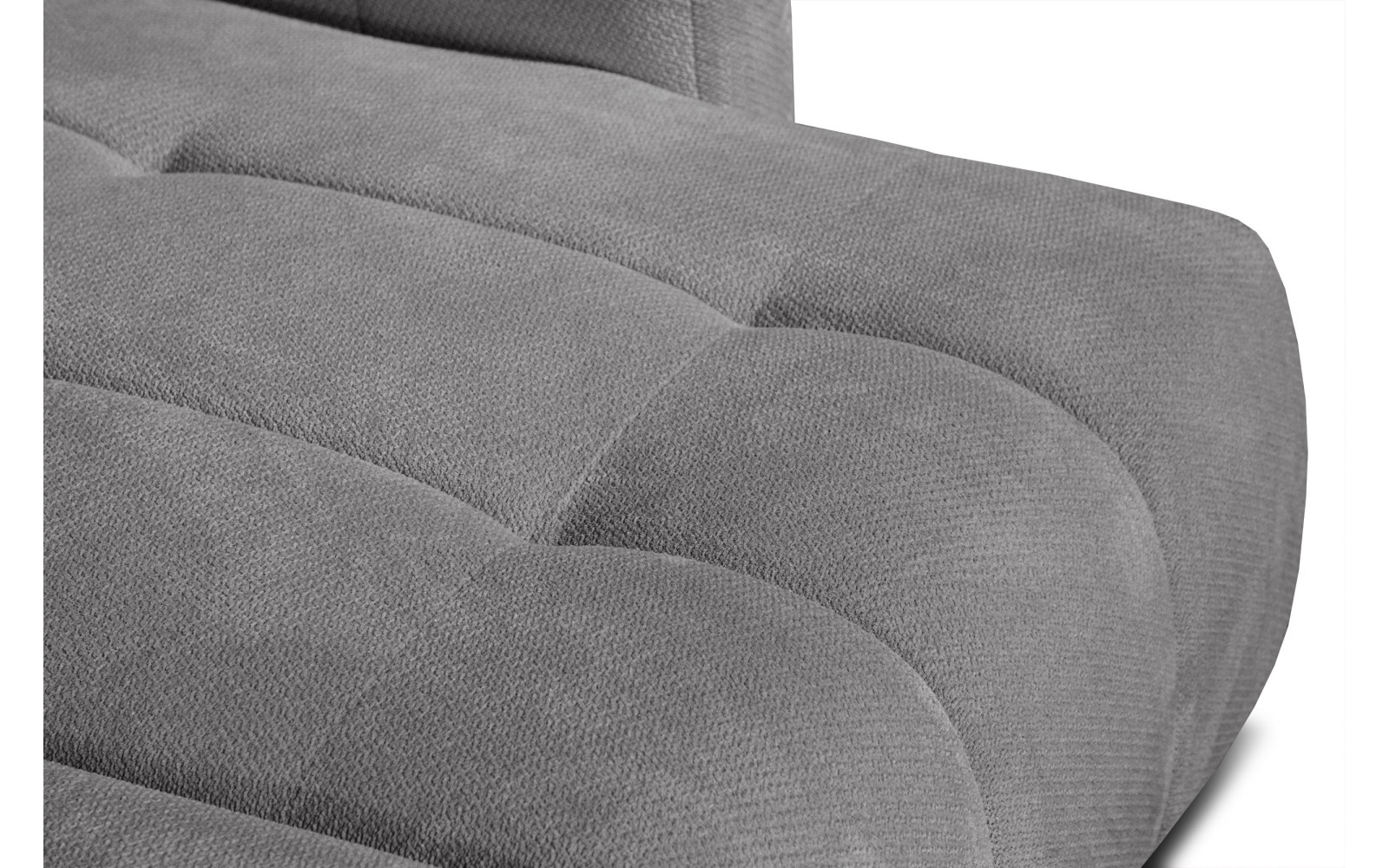 KIMI 3-Sitzer Ecksofa rechts, ausziehbarer Sitz, verstellbare Kopfstützen, grau