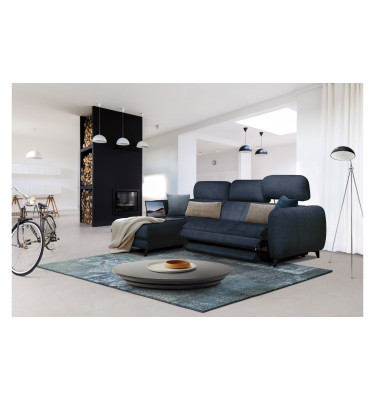 SVEN 3-Sitzer Ecksofa links, 1 relax XL, verstellbare Kopfstützen, marineblau