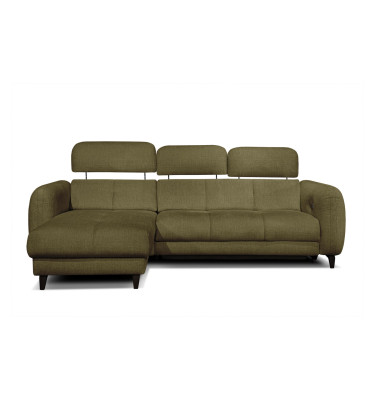 SVEN 3-Sitzer Ecksofa links, 1 relax XL, verstellbare Kopfstützen, olivgrün