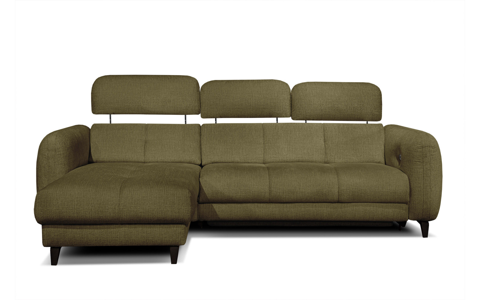 SVEN 3-Sitzer Ecksofa links, 1 relax XL, verstellbare Kopfstützen, olivgrün