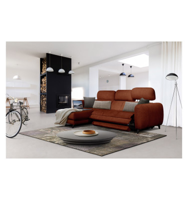 SVEN 3-Sitzer Ecksofa links, 1 relax XL, verstellbare Kopfstützen, rot