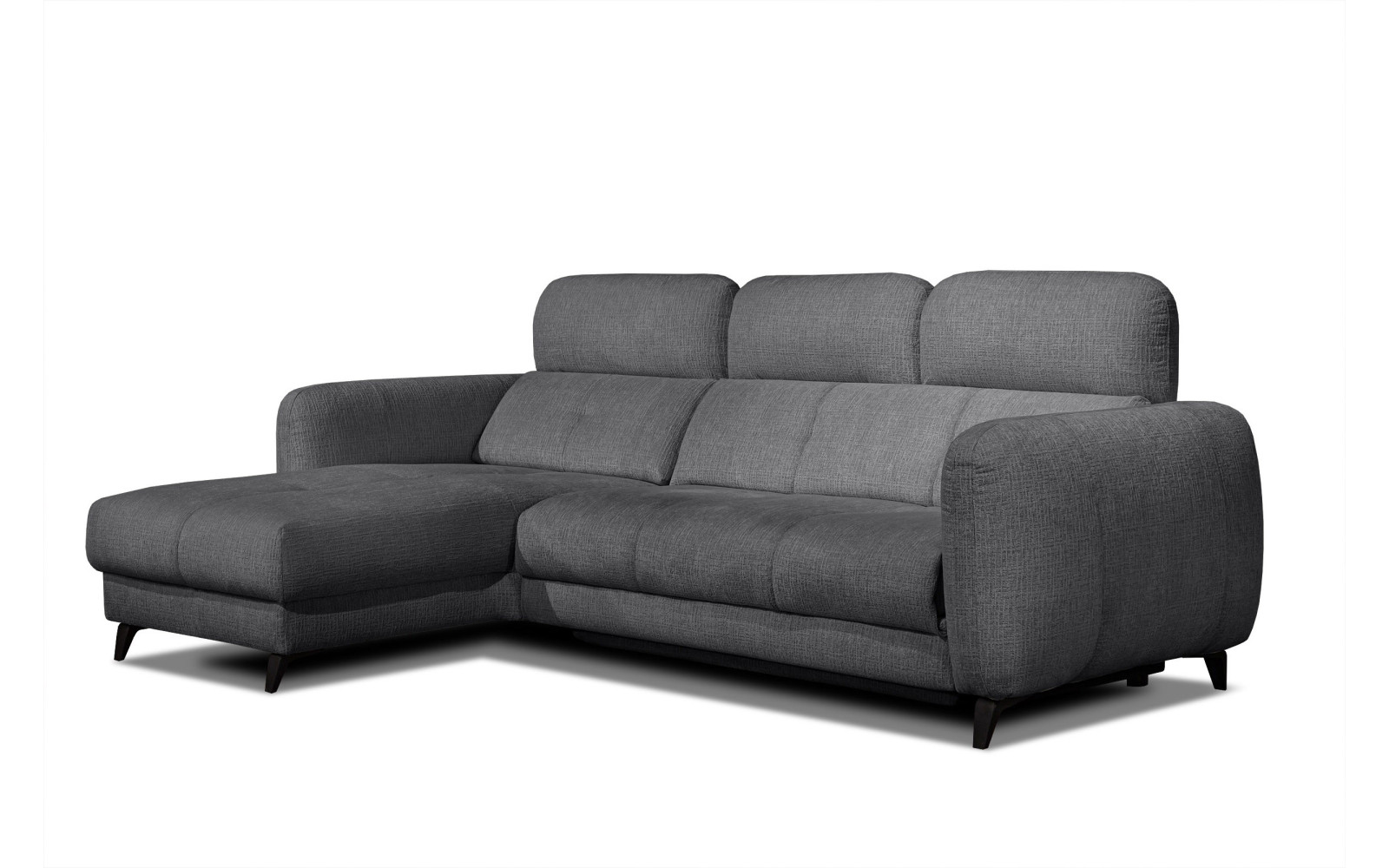 SVEN 3-Sitzer Ecksofa links, 1 relax XL, verstellbare Kopfstützen, dunkelgrau