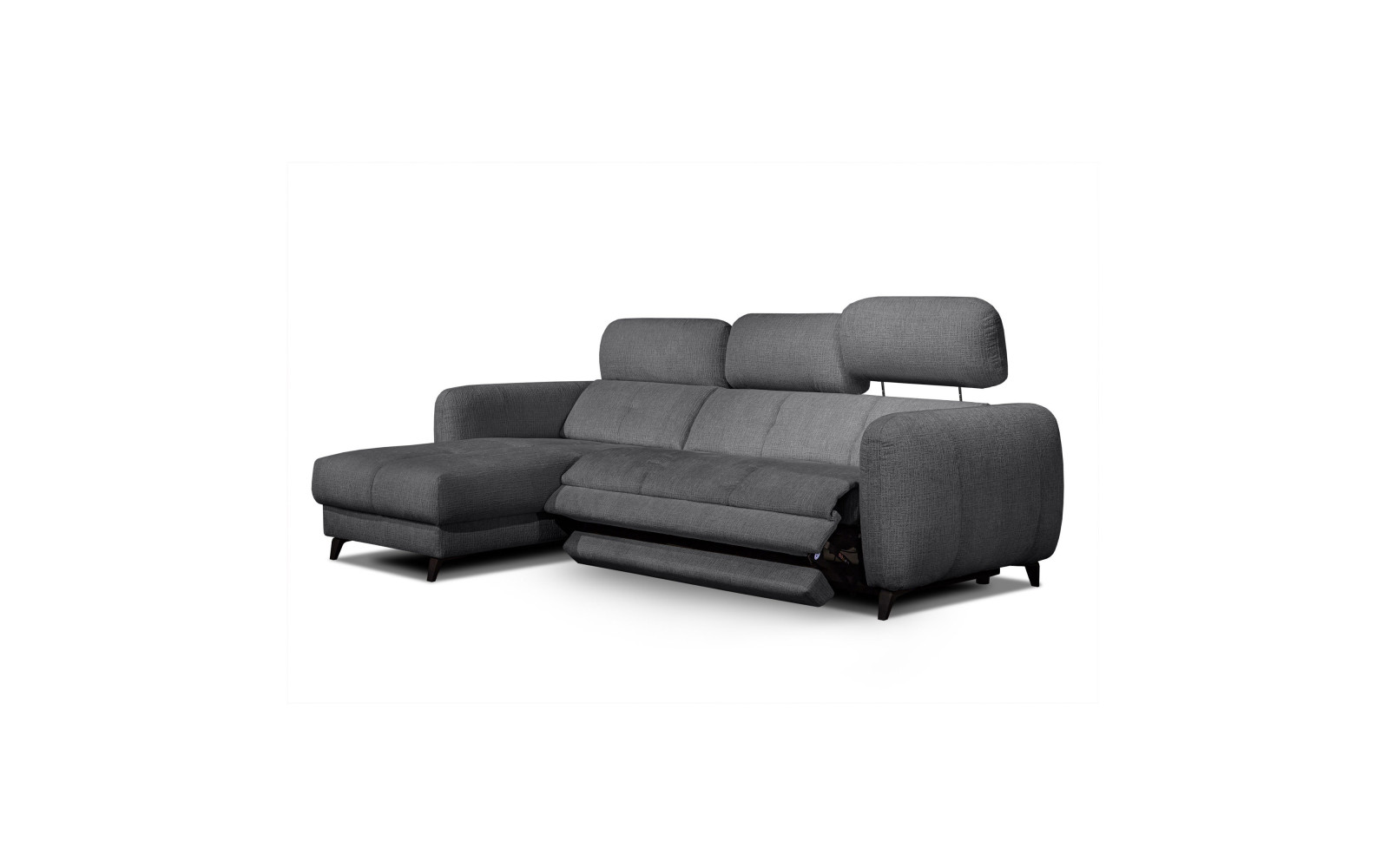 SVEN 3-Sitzer Ecksofa links, 1 relax XL, verstellbare Kopfstützen, dunkelgrau
