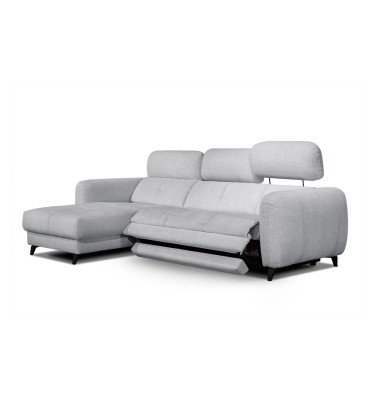 SVEN 3-Sitzer Ecksofa links, 1 relax XL, verstellbare Kopfstützen, hellgrau